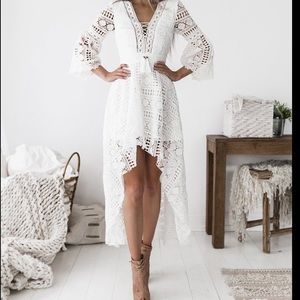 TWO SISTERS the Label white Boho high low dress